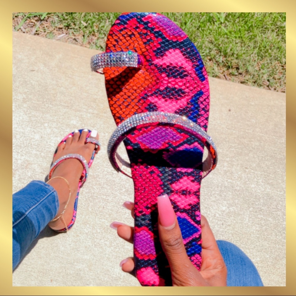 Pink snakeskin sandals